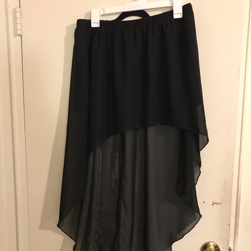 Midnight Muse | Black Sheer High-Low Skirt — Ethereal Dark Romance (M)